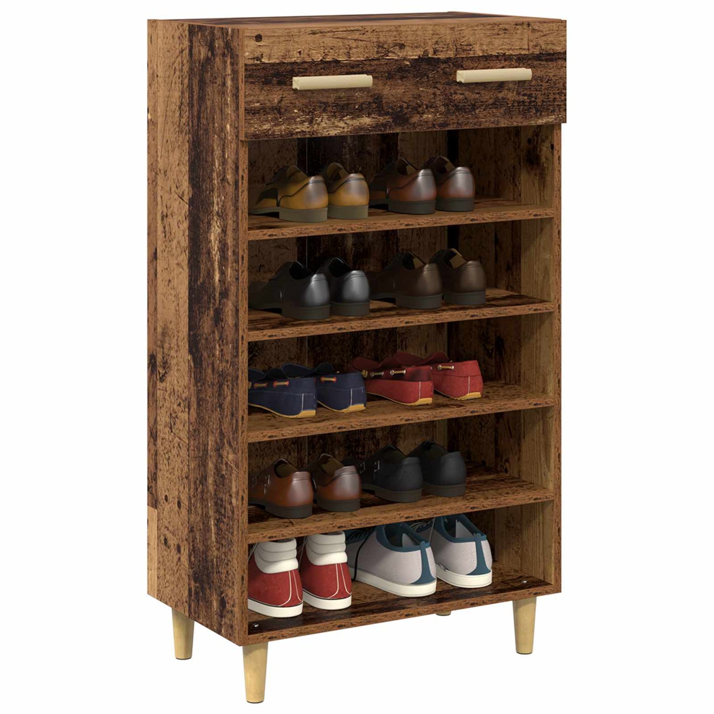 Vidaxxl zapatero con cajón madera vieja 60 x 35 x 105 cm madera procesada