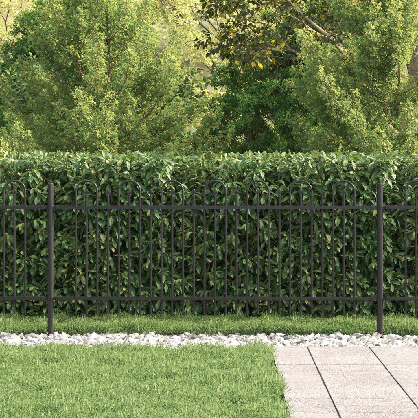 VidaXL valla en arco de púas negra 200 x 130 cm acero con recubrimiento en polvo