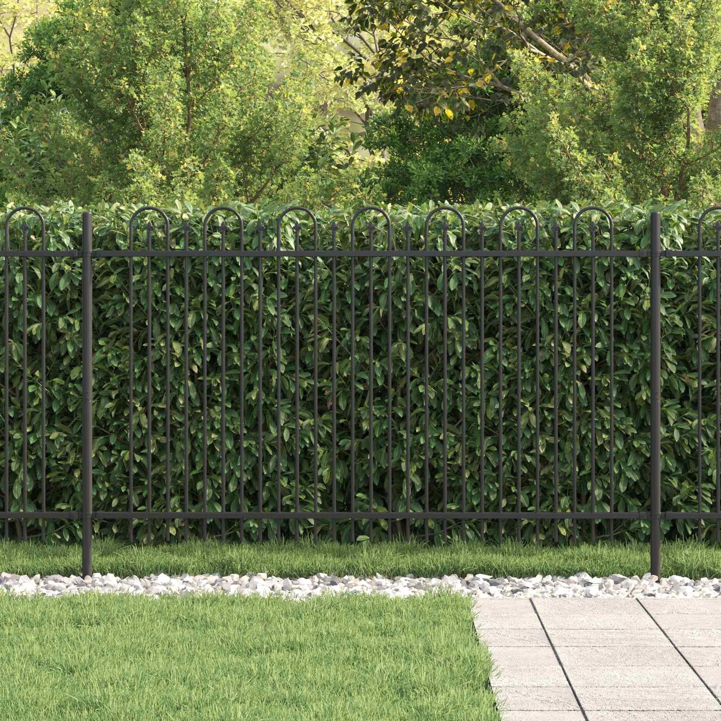 VidaXL valla en arco de púas negra 200 x 130 cm acero con recubrimiento en polvo