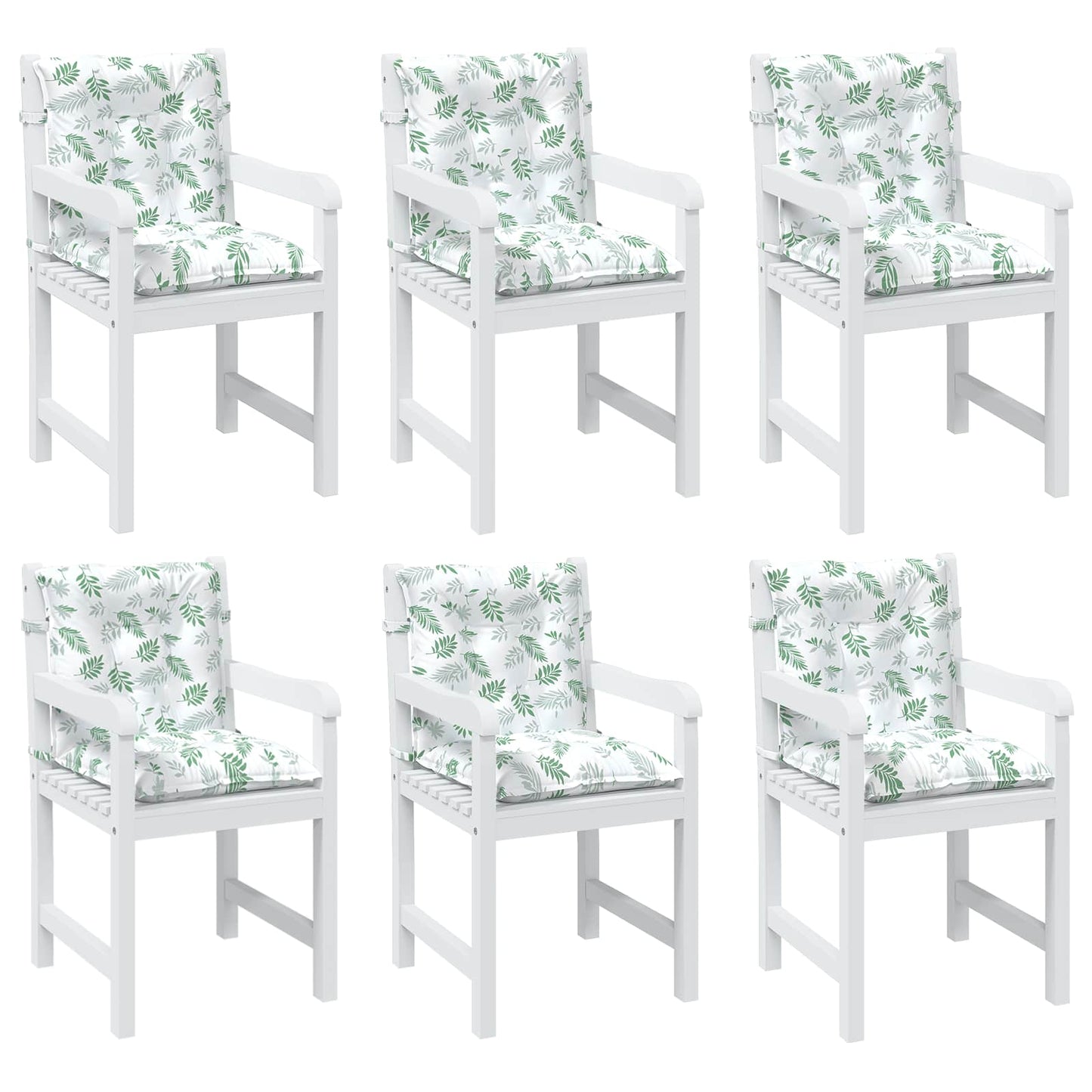 VidaXL lenzuolo cuscino per sedia con schienale basso 6 pezzi bianco 100 x 50 x 7 cm oxford
