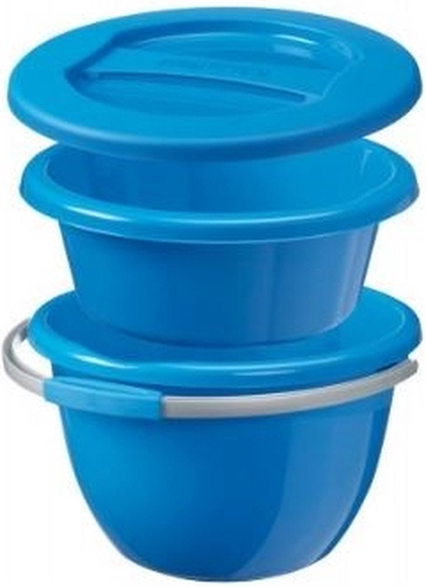 Sunware water-line emmer - schoonmaak set groot - 9l 14l - blauw