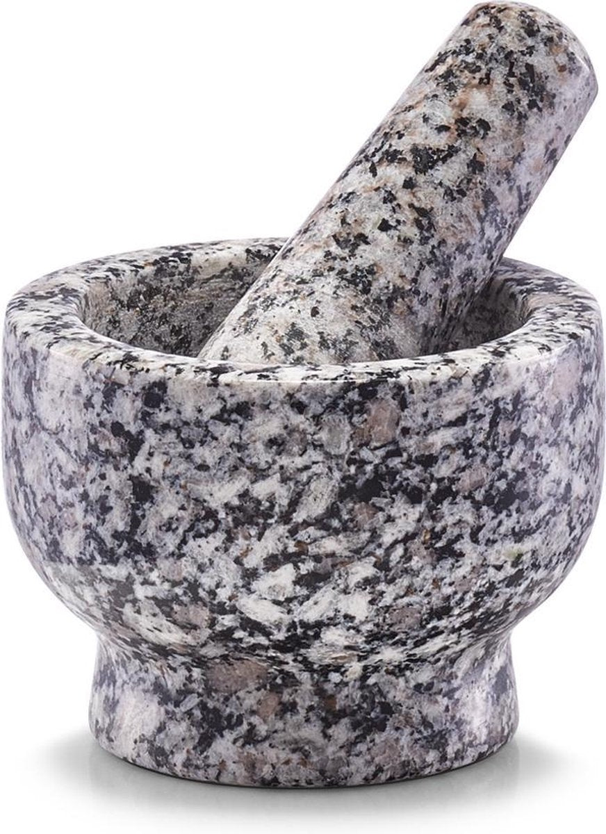 Mortero sin marca sin marca con mortero granito gris d9 x h6,5 cm - molinillo de especias - molinillo de especias