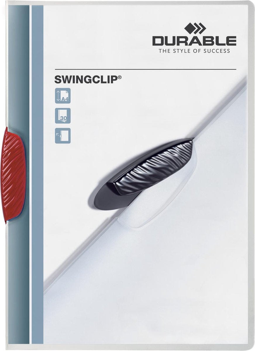 Durable clip carpeta swing clip, a4, pp, con clip, rojo