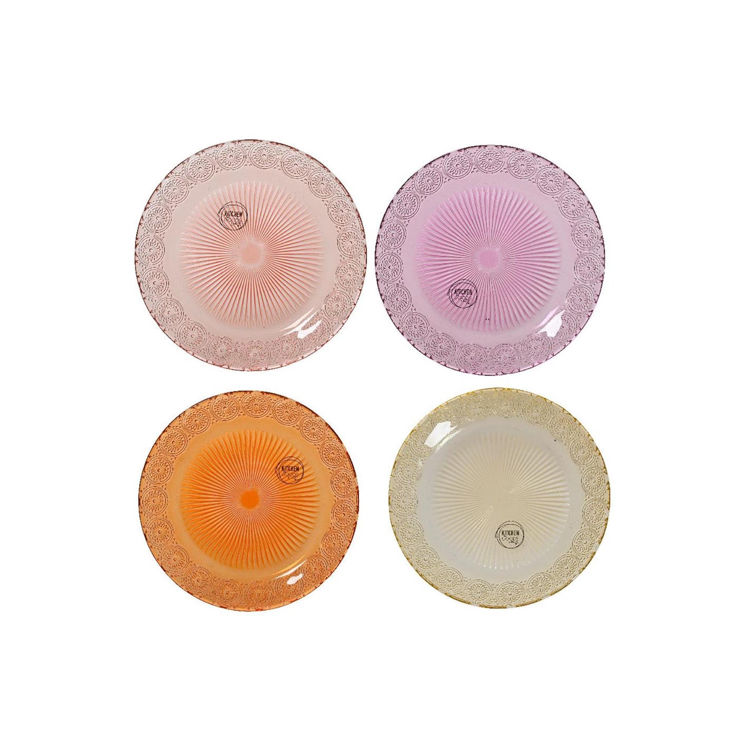 Decoris ontbijtbord glas ã˜18xh1,5cm 4 assorti