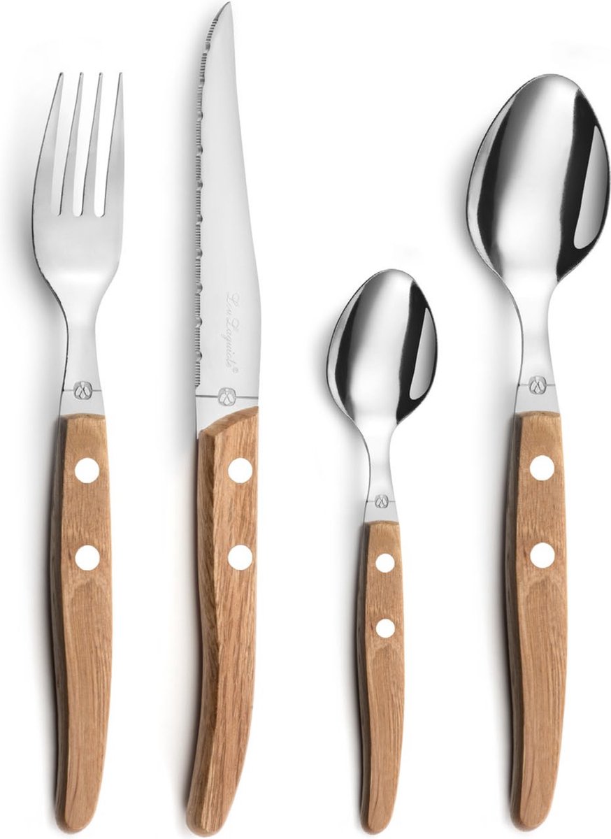 Lou laguiole - set posate canopée 24 pezzi - 6 persone - legno