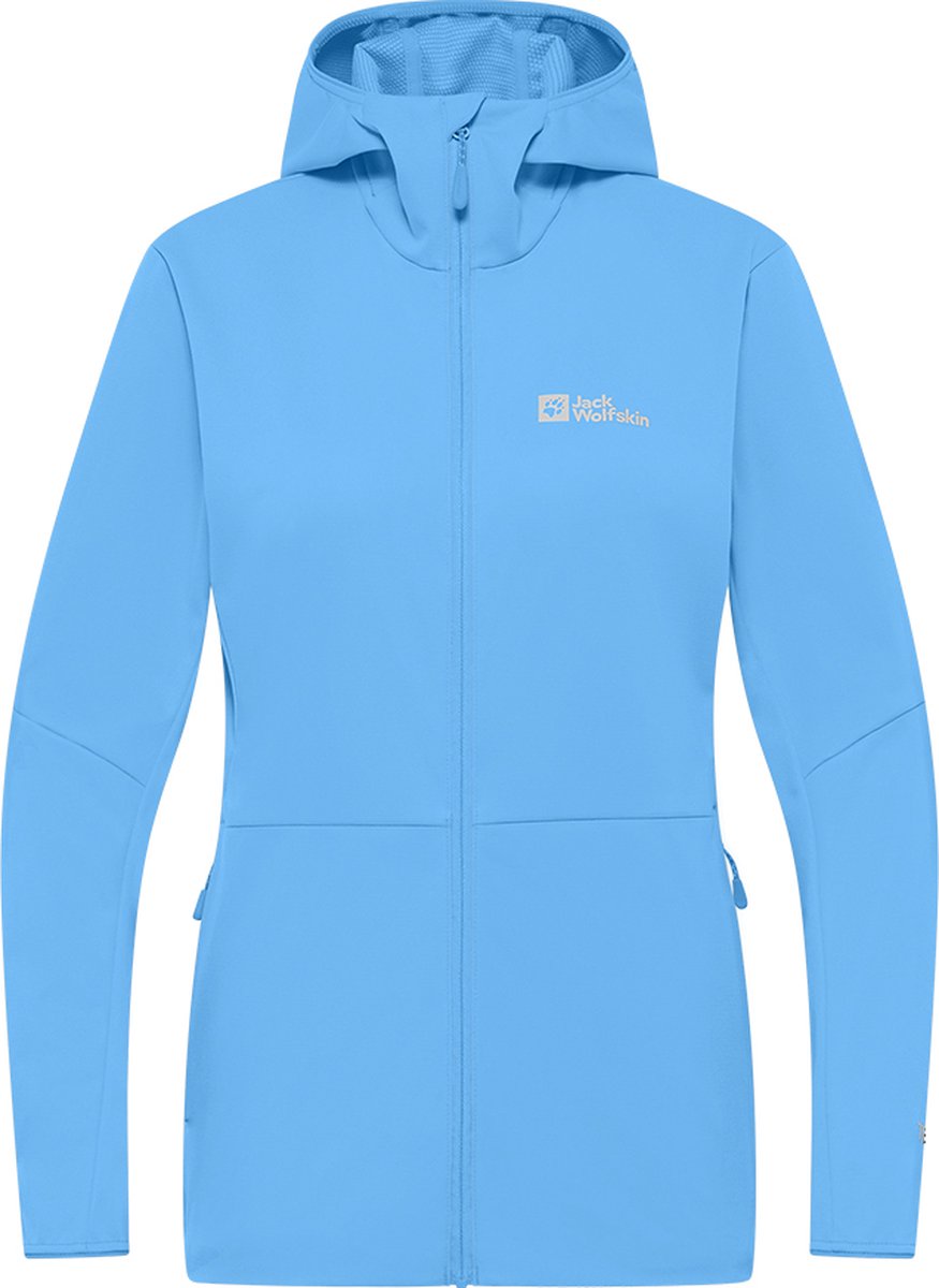 Giacca softshell blu medio con cappuccio Jack wolfskin feldberg da donna