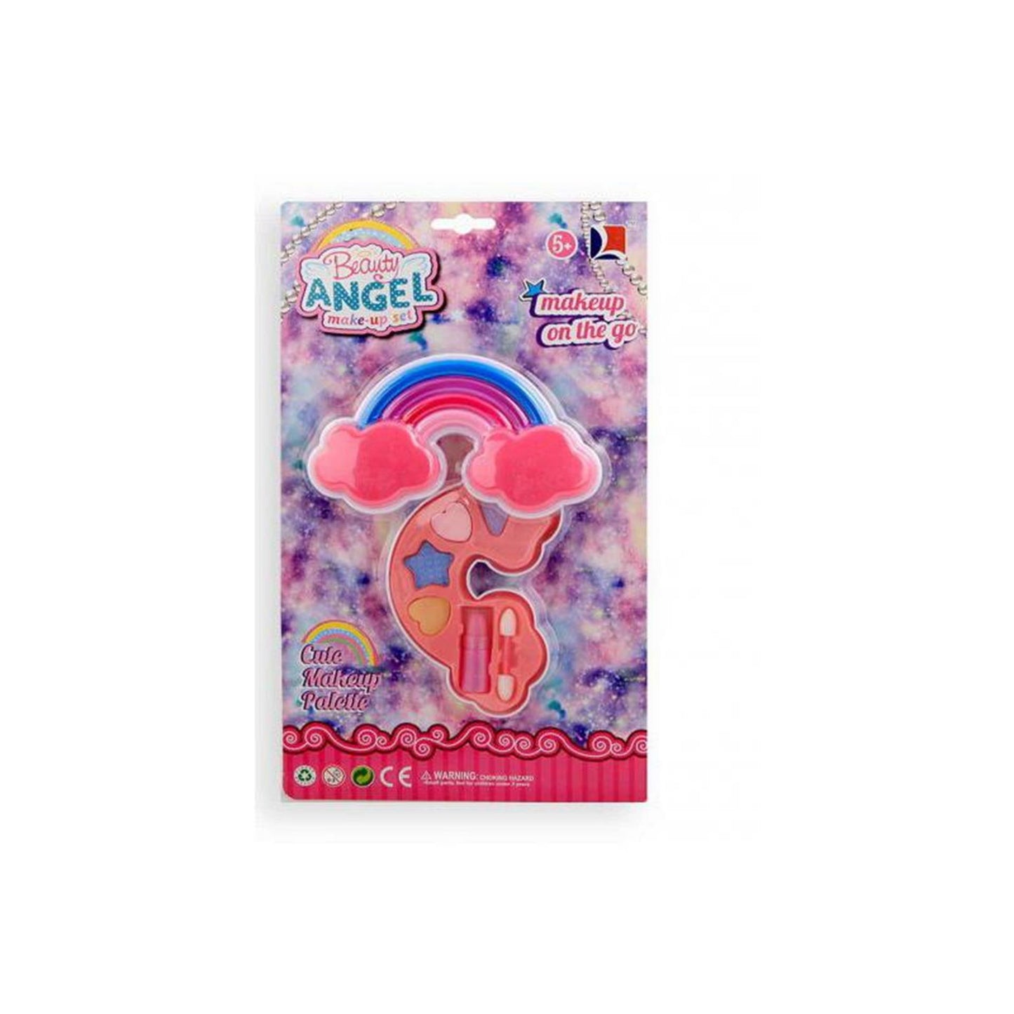 Set de maquillaje arcoiris en tarjeta.