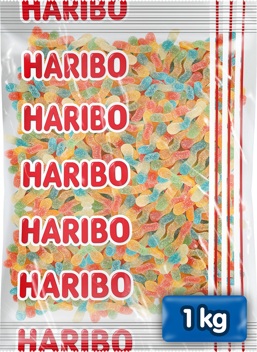 Vermi arcobaleno Haribo - caramelle acide ai gusti di frutta - sacchetto da 1 kg
