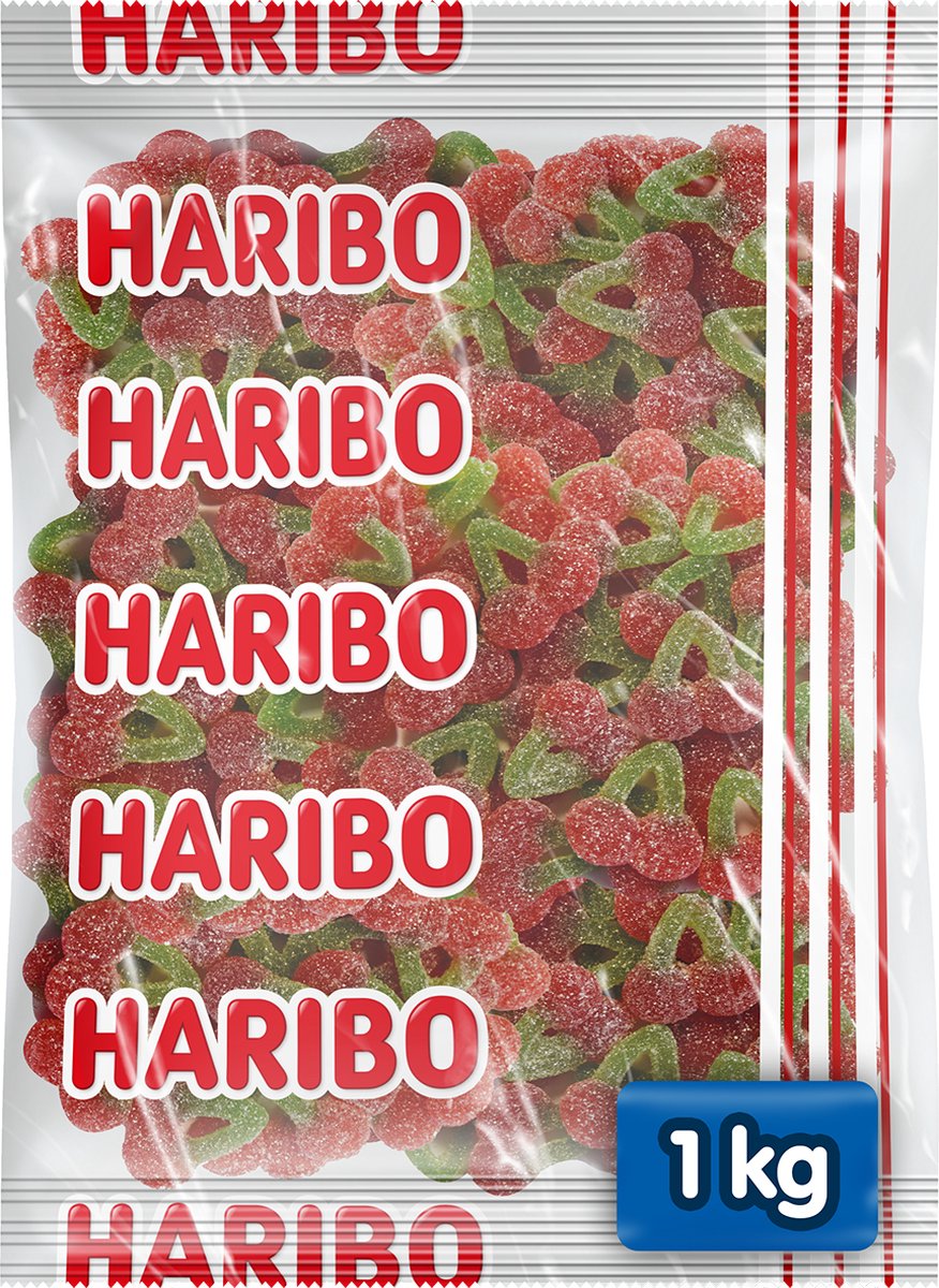 Haribo happy cherries f!zz - zuur snoep kersensmaak - 1kg zak