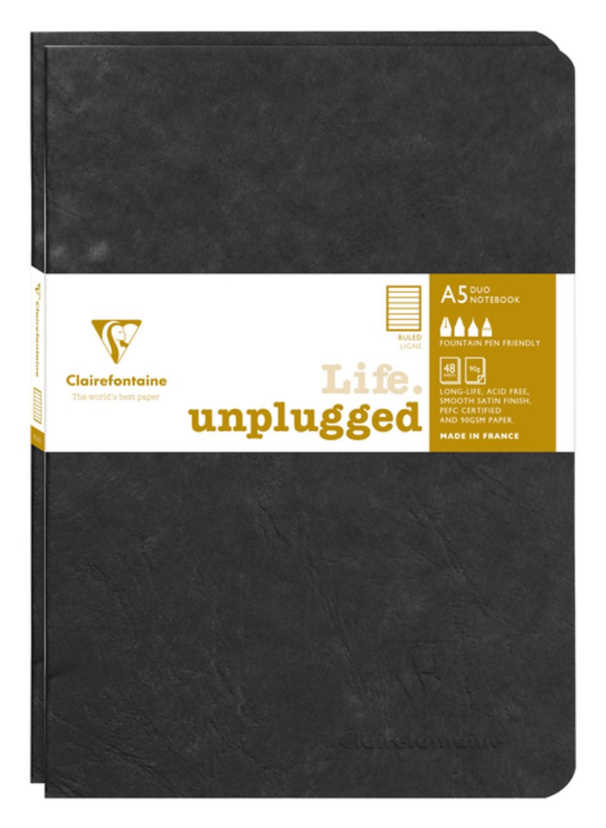 Quaderno Clairefontaine linea A5 96 pagine 90gr sigillo nero da 2 pezzi