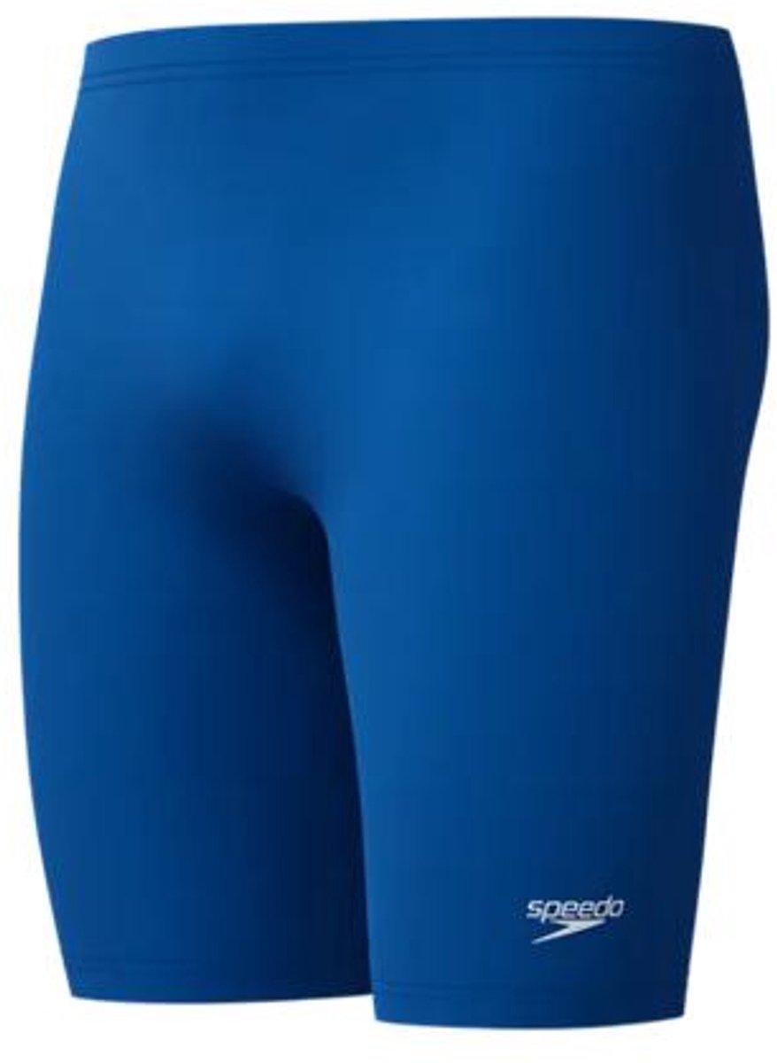 Speedo endurance+ logo jammer heren - strakke zwembroek heren - chloorbestendige zwembroek mannen - kleurvaste sportzwembroek heren - blauw wit - m