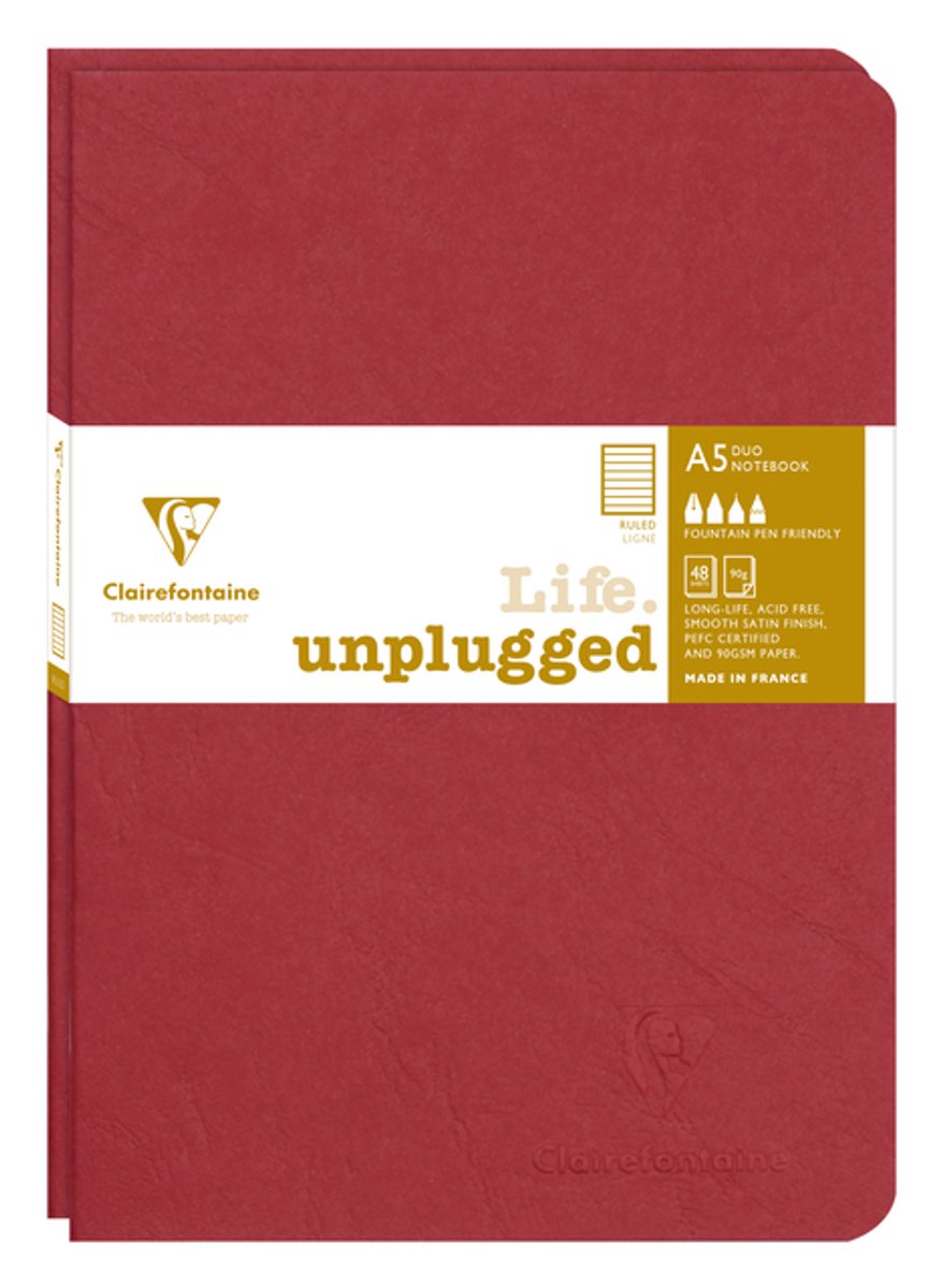 Quaderno Clairefontaine linea a5 96 pagine 90gr sigillo rosso da 2 pezzi