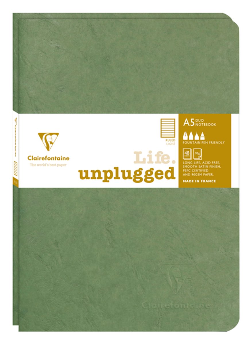 Quaderno Clairefontaine linea a5 96 pagine 90gr sigillo verde da 2 pezzi