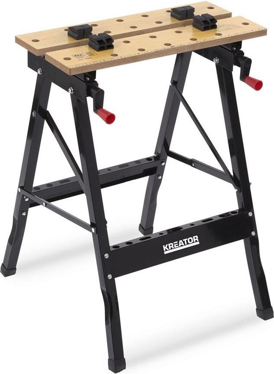 Kreator krt672001 werkbank - verstelbare werkbreedte - opvouwbaar - tot 100 kg - mdf werkplaat