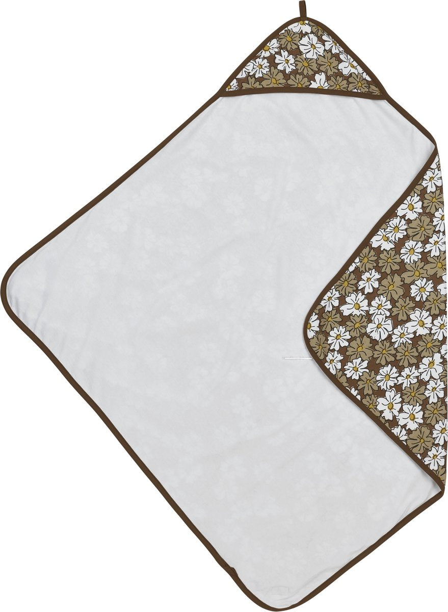 Meyco baby vintage flower badcape - chocolate - 90x90cm