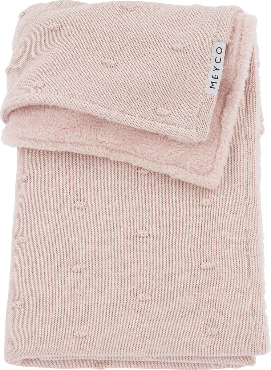 Coperta per culla Meyco Baby Mini Nodi Teddy - rosa tenue - 100x150 cm - 2.0 tog