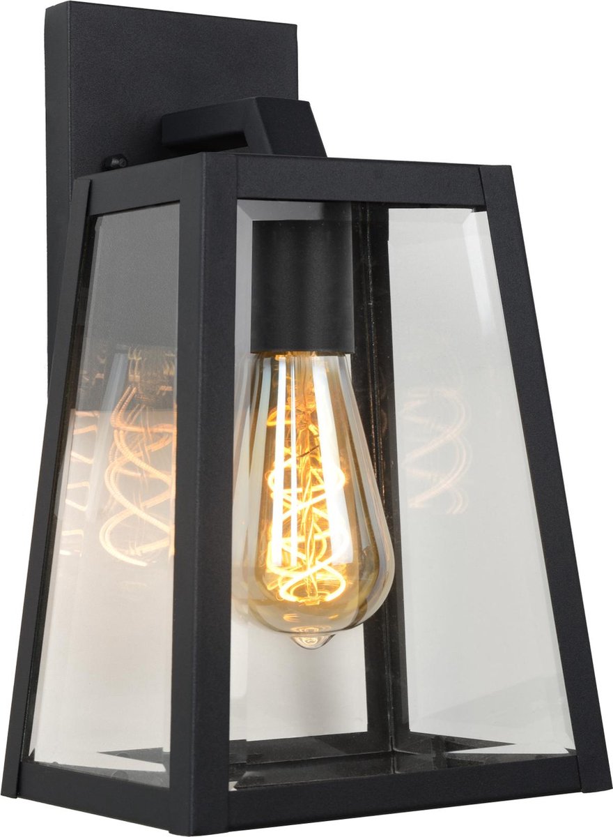 Lucide mat lock - lampada da parete per interni esterni - 1xe27 - ip23 - nero
