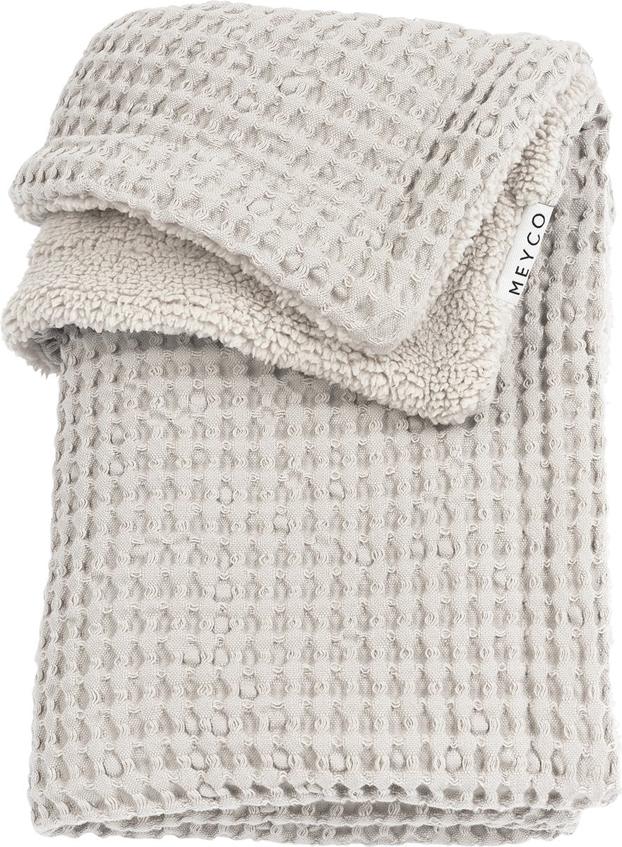 Coperta per culla Meyco Baby Waffle Teddy - greige - 100x150 cm - 2.0 tog