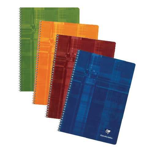 Scritta a spirale clairfontaine 8145 cartoncino 90 g m2 21x29,7 cm a righe 100 pagine 50 fogli