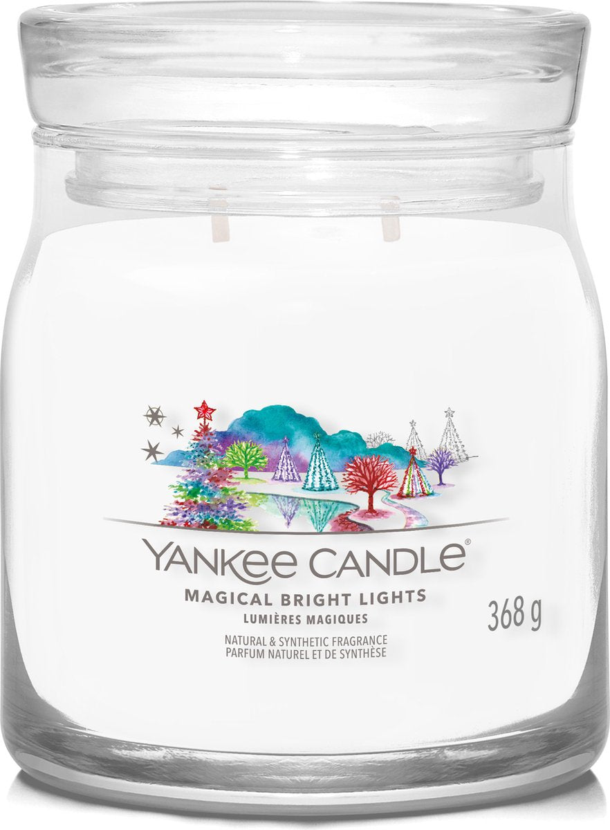 Vela Yankee - vela perfumada mediana con luces brillantes mágicas - 50 horas de combustión - 2 mechas