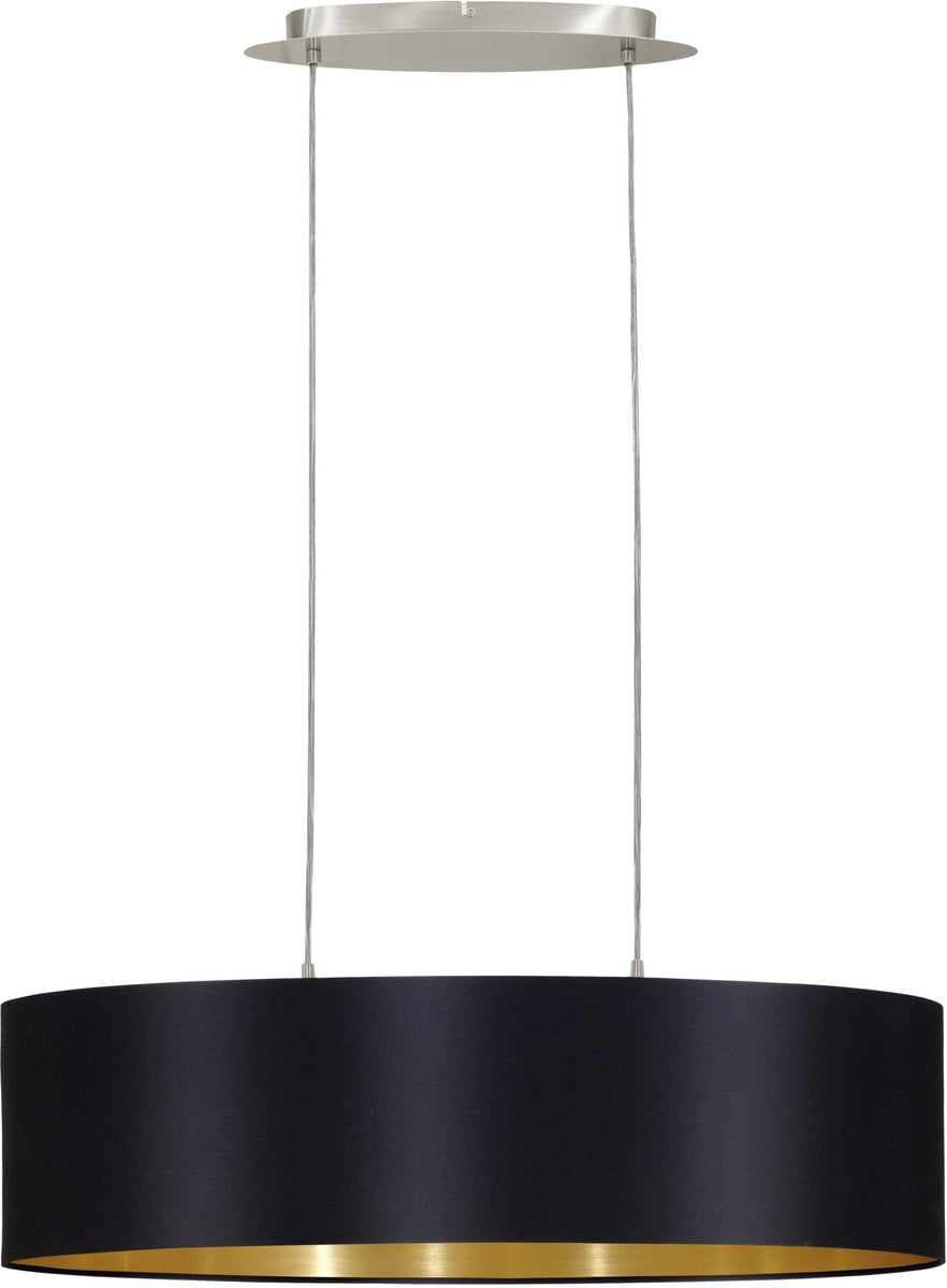 Eglo maserlo - lampada a sospensione - 2 luci - lunghezza 78 cm - nichel opaco - nero, oro