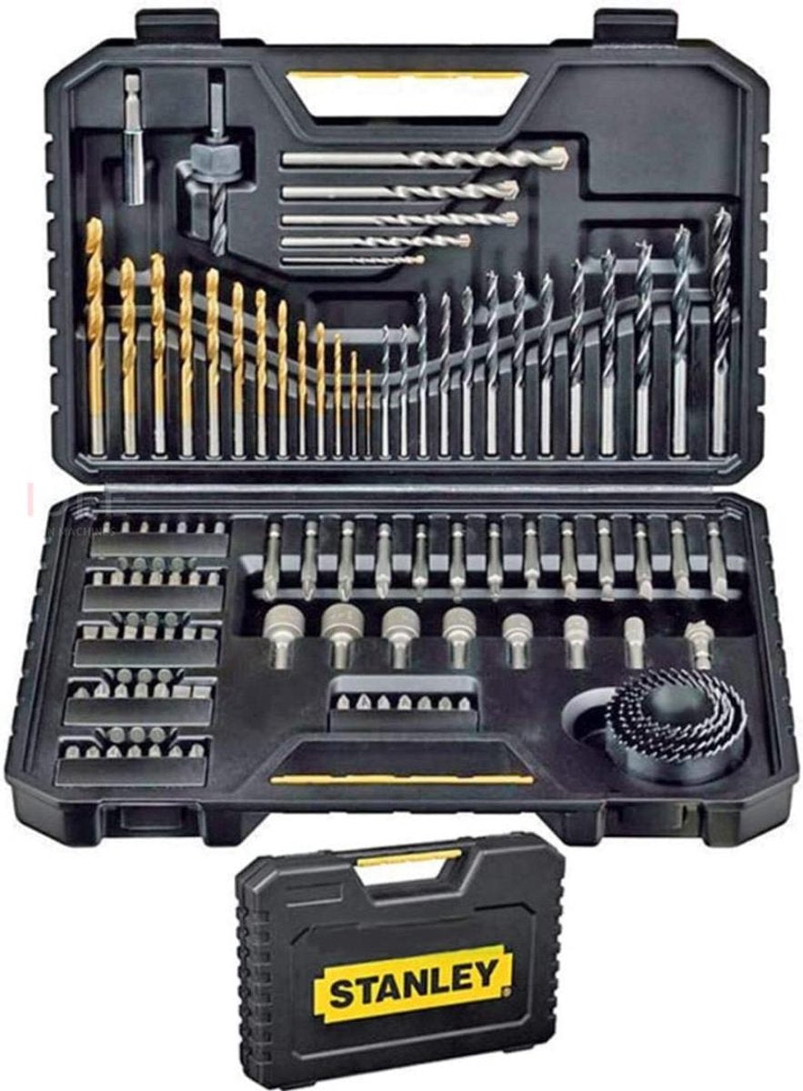 Set di accessori Stanley da 100 pezzi nella pratica custodia STA7205-XJ