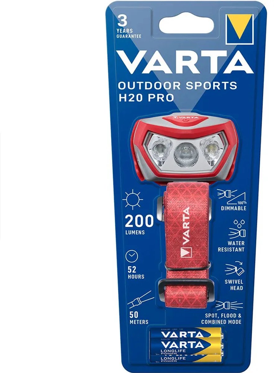 Varta headlamp outdoor sports h20 pro - red