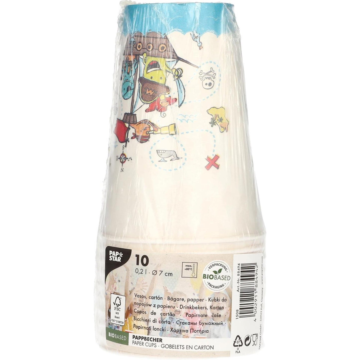 Bicchieri Papstar equipaggio pirata cartone 0,2l ø7x9,7cm