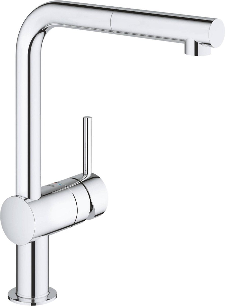 Rubinetto cucina Grohe Minta - bocca a L - rotazione 360° - con doccetta estraibile - cromo