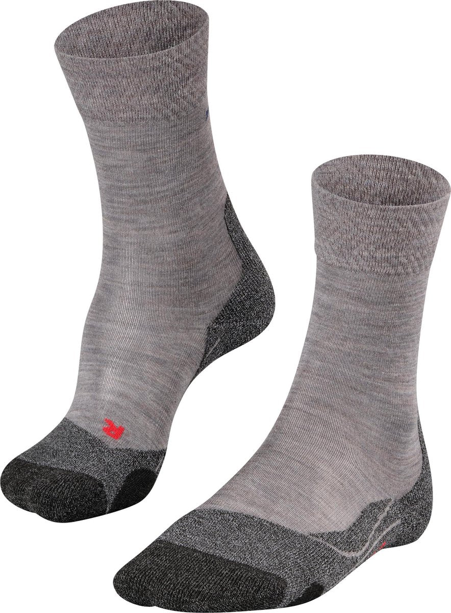 Falke tk2 melange anti-blaar dik wol functioneel materiaal wandelsokken dames grijs - maat 39-40