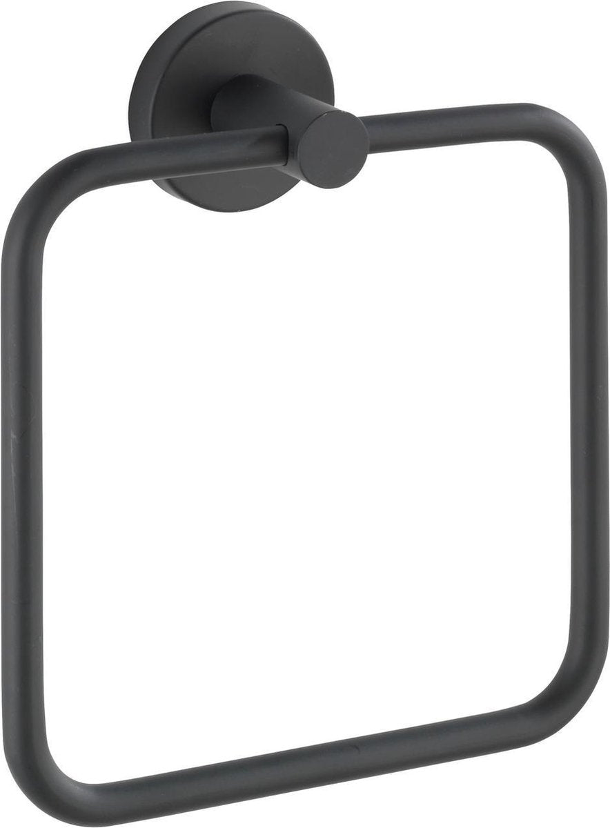 Wenko handdoekring bosio rvs zwart mat 16x18cm - handdoekhouder