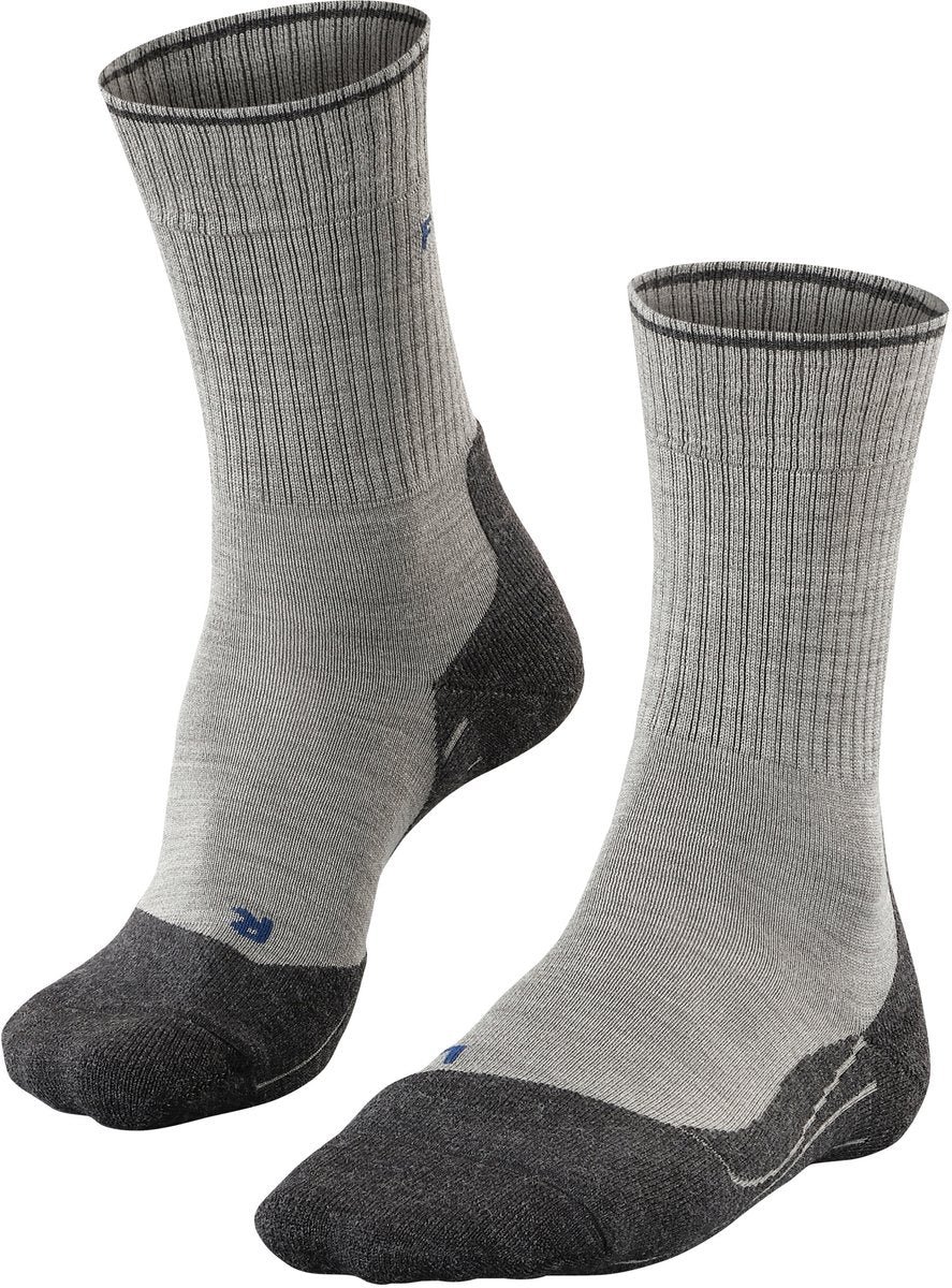 Falke tk2 explore wool silk medium padding wol functioneel materiaal wandelsokken dames grijs - maat 37-38