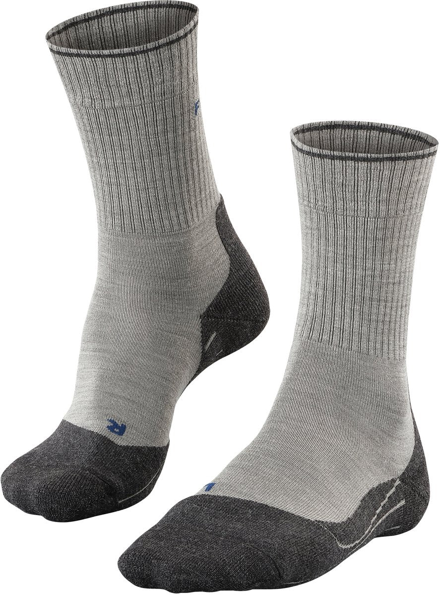 Falke tk2 explore wool silk medium padding wol functioneel materiaal wandelsokken heren grijs - maat 42-43