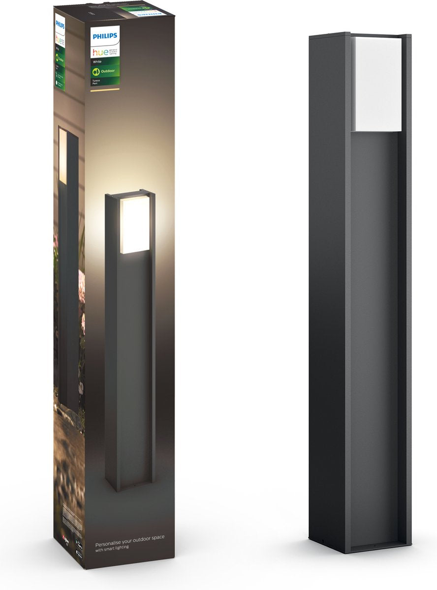 Lámpara de pie Philips Hue Turaco - luz blanca cálida - negra - alta