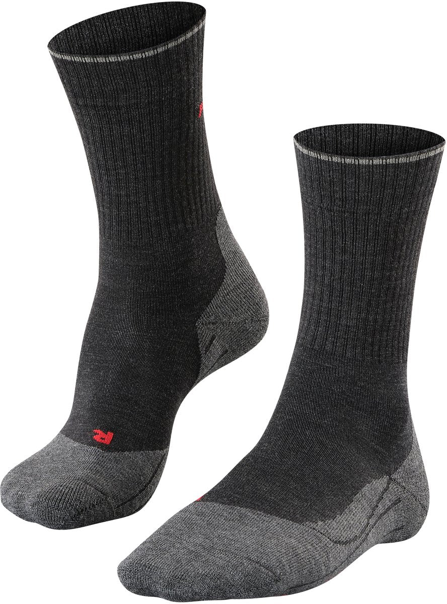 Falke tk2 explore wool silk medium padding wol functioneel materiaal wandelsokken heren grijs - maat 44-45