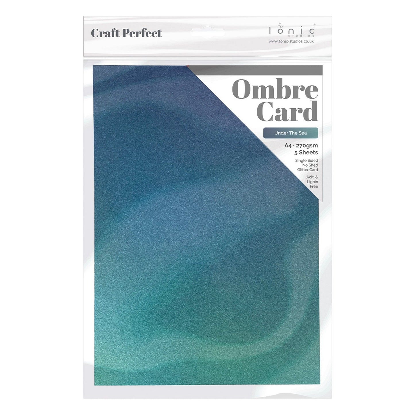 Craft perfect de tonic studios craft perfect • tarjeta con purpurina a4 250 g ombre bajo el mar 5 piezas