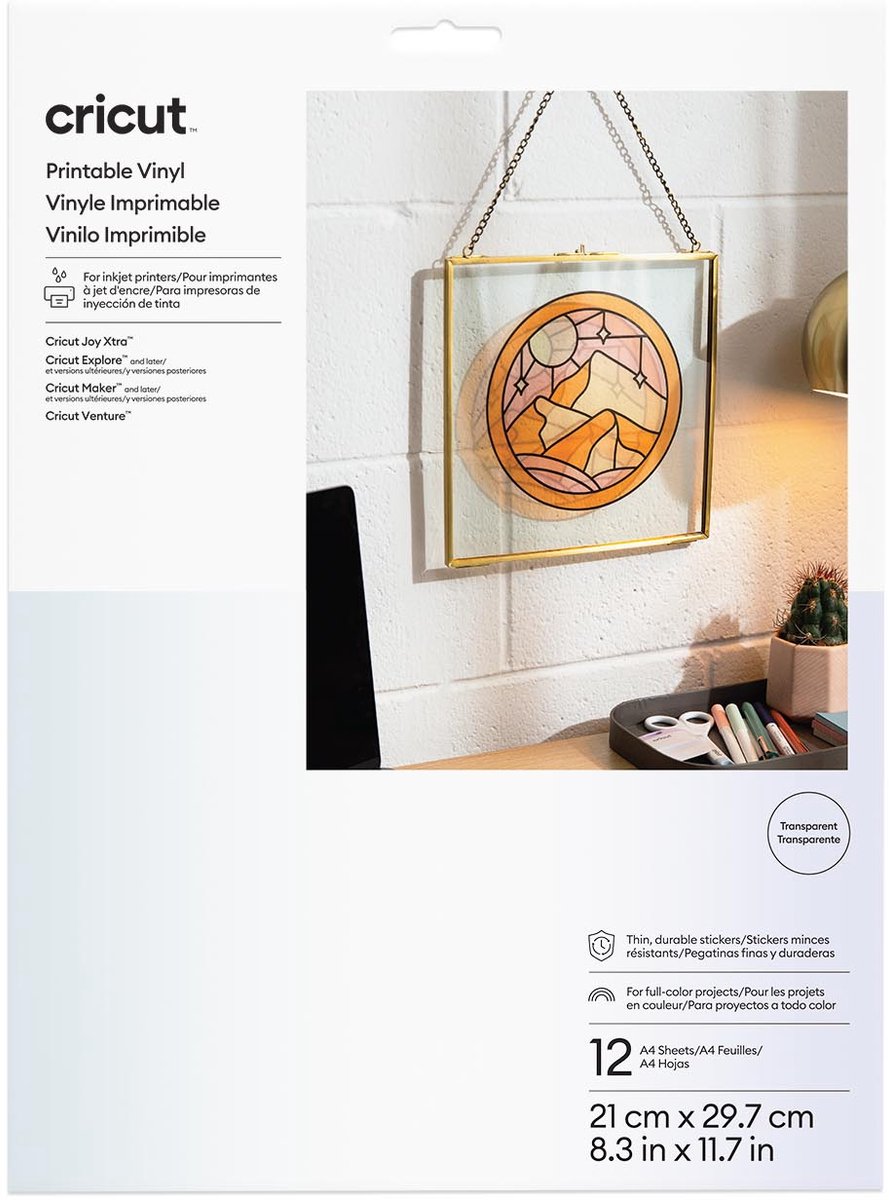 Vinilo imprimible Cricut - a4 - transparente (12 hojas)