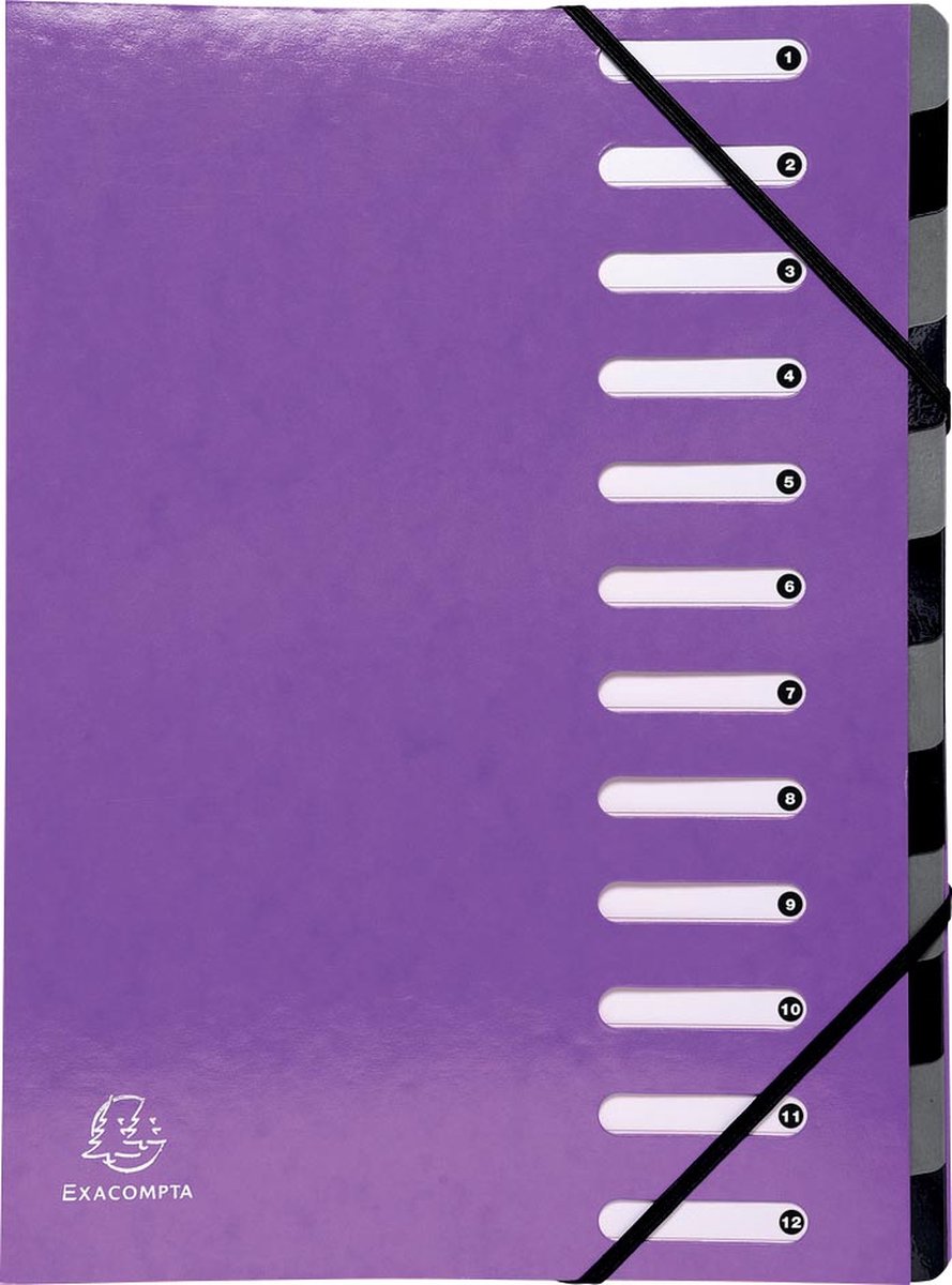 Carpeta clasificadora exacompta iderama, 12 compartimentos, con cierre de elasto, violeta
