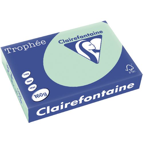 Papel de colores trophee clairfontaine 2635 160g m2 a4 verde pastel