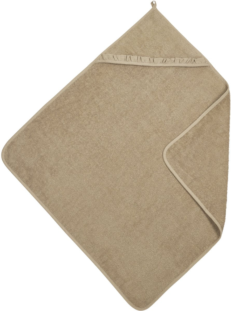 Meyco baby ruffle badcape - badstof - taupe - 80x80cm