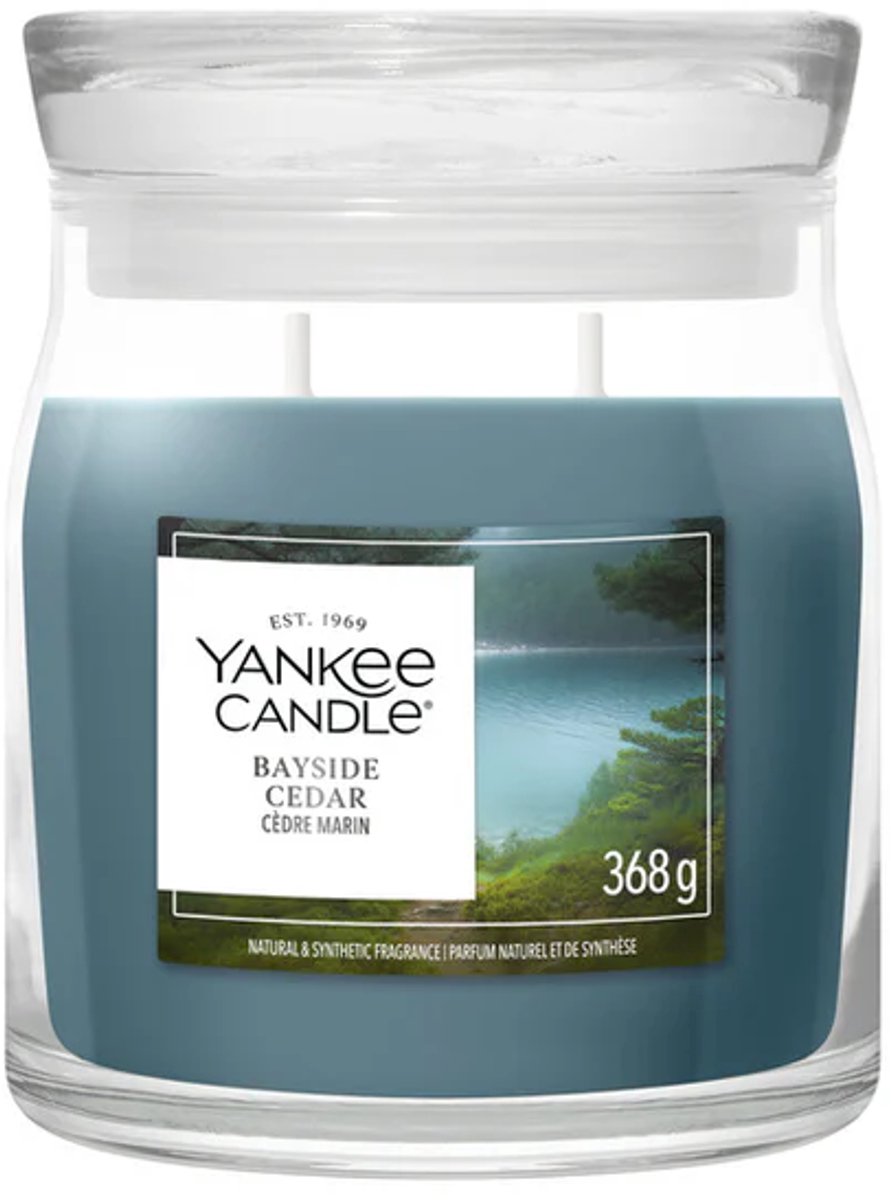 Vela Yankee - vela perfumada mediana de cedro Bayside - 50 horas de combustión - 2 mechas