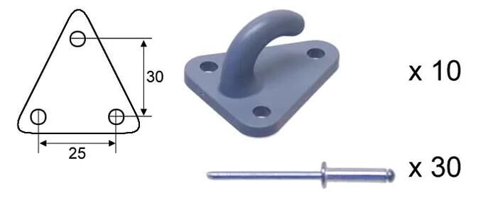 Valeryd planenhaken fastening 10pcs. f. cover net w. pop rivet