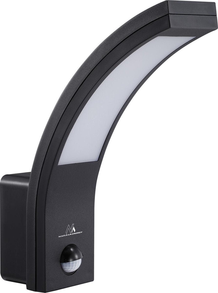 Lámpara LED Maclean con sensor de movimiento, sensor de movimiento PIR - negro - blanco neutro (4000k)
