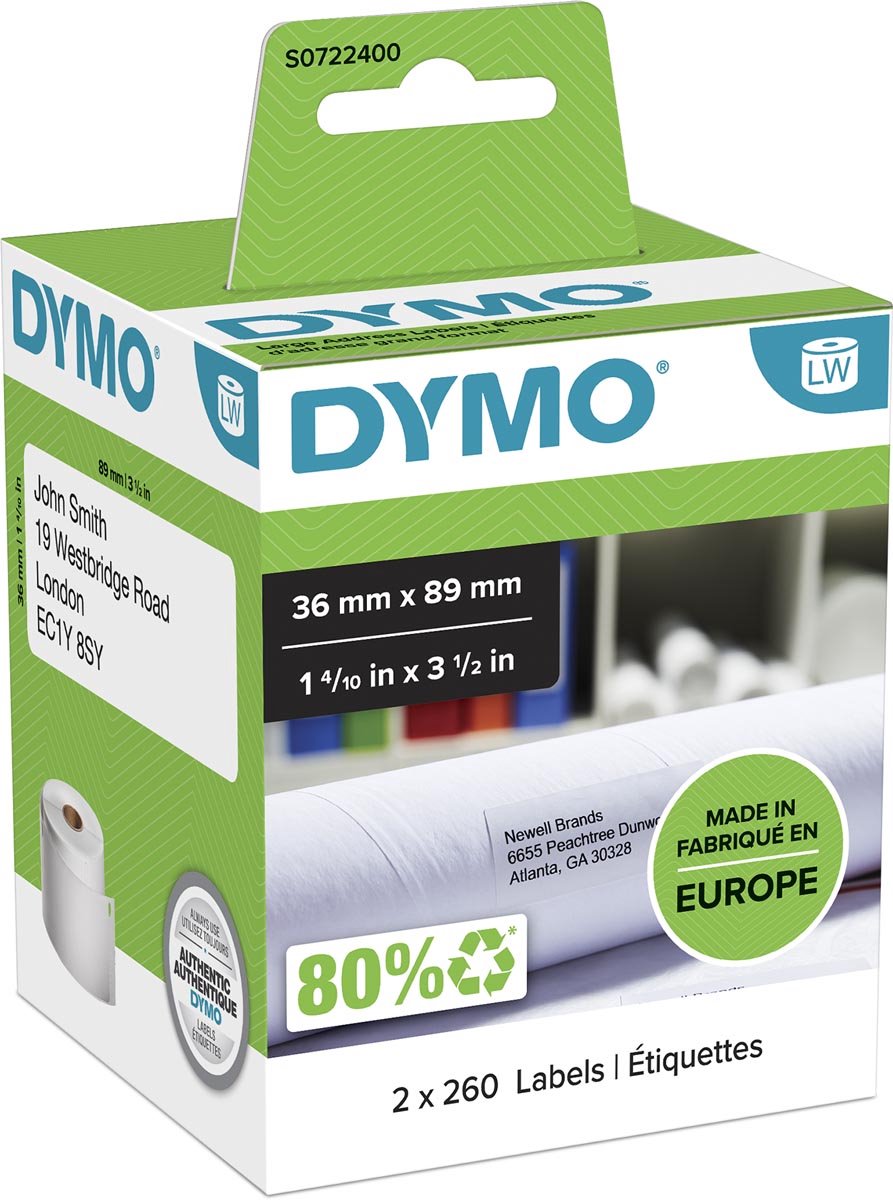 Etichette per stampante Dymo 99012 labelwriter™ 36 x 89 mm bianco nero