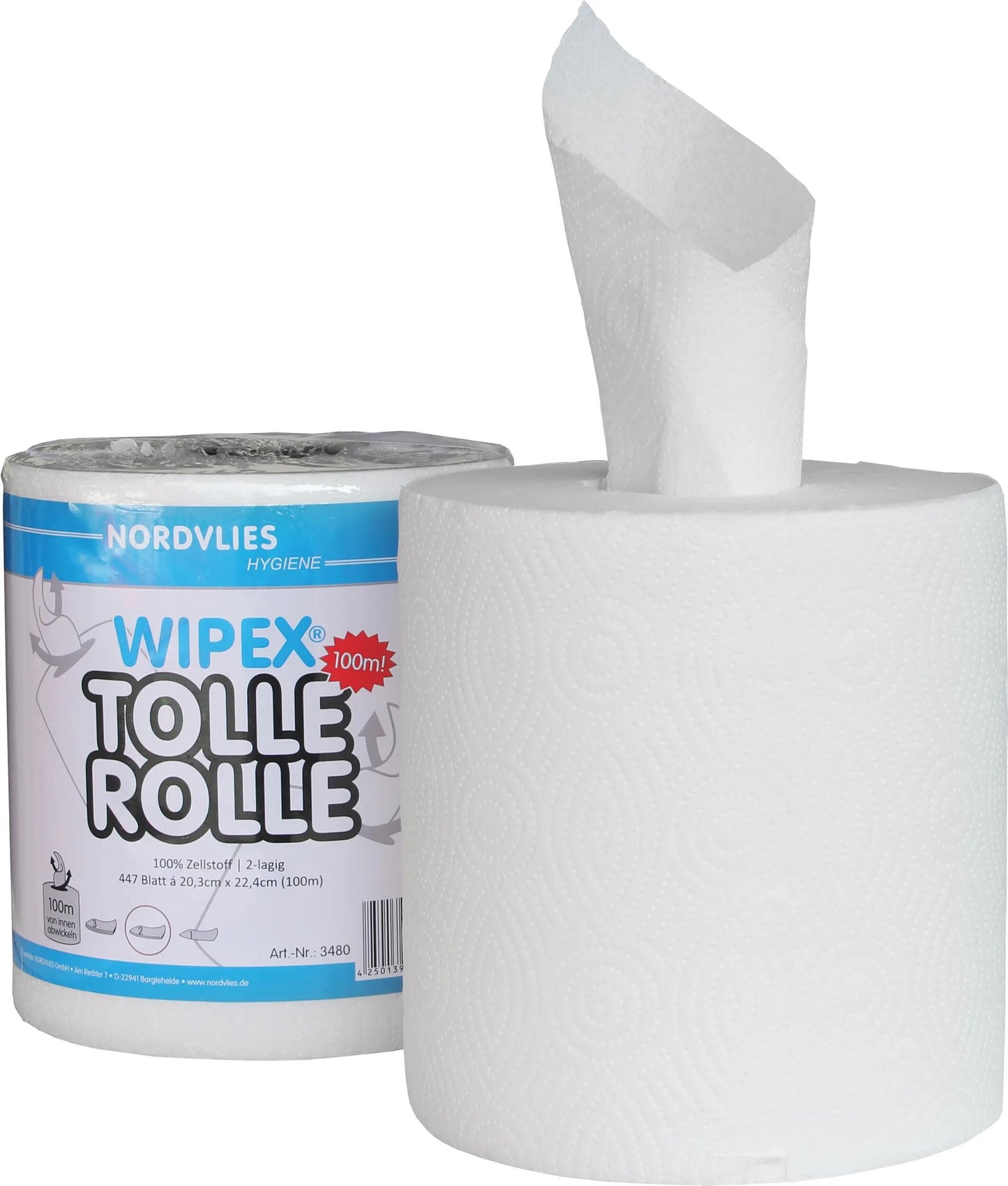 Nordvlies toalla blanca de 100 m wipex gran rodillo