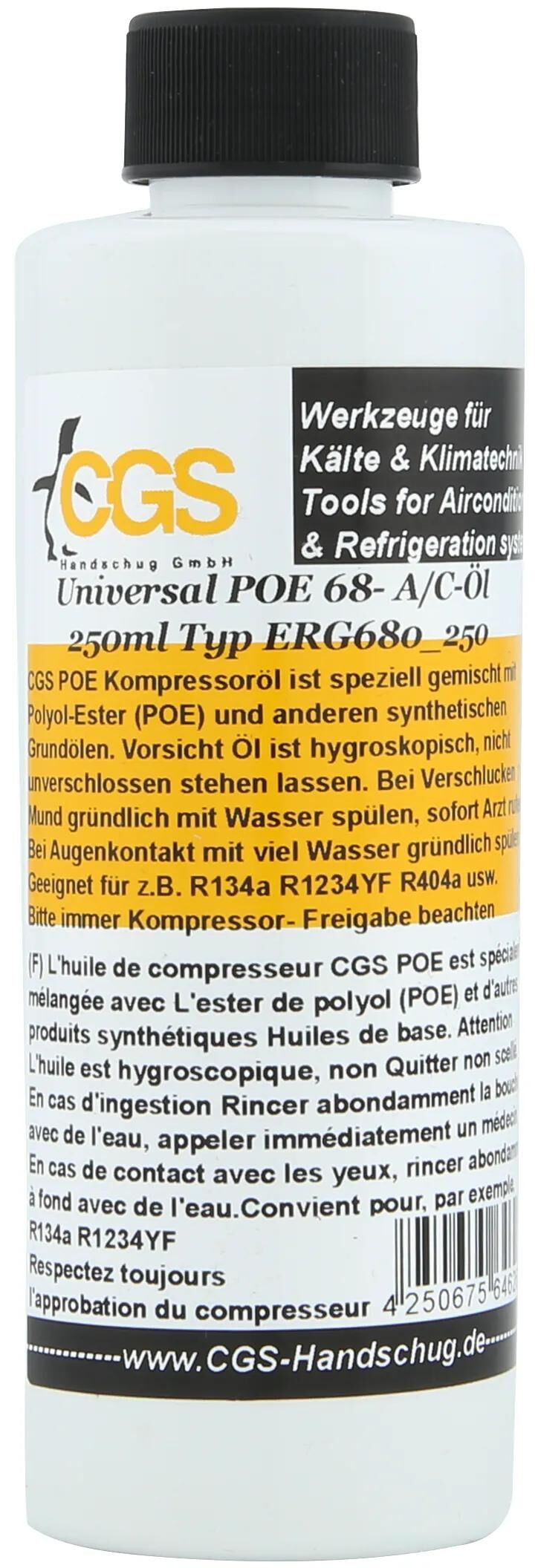 CGS UNI REFRIGITER ACEITE 250 ml para todos los refrigerantes