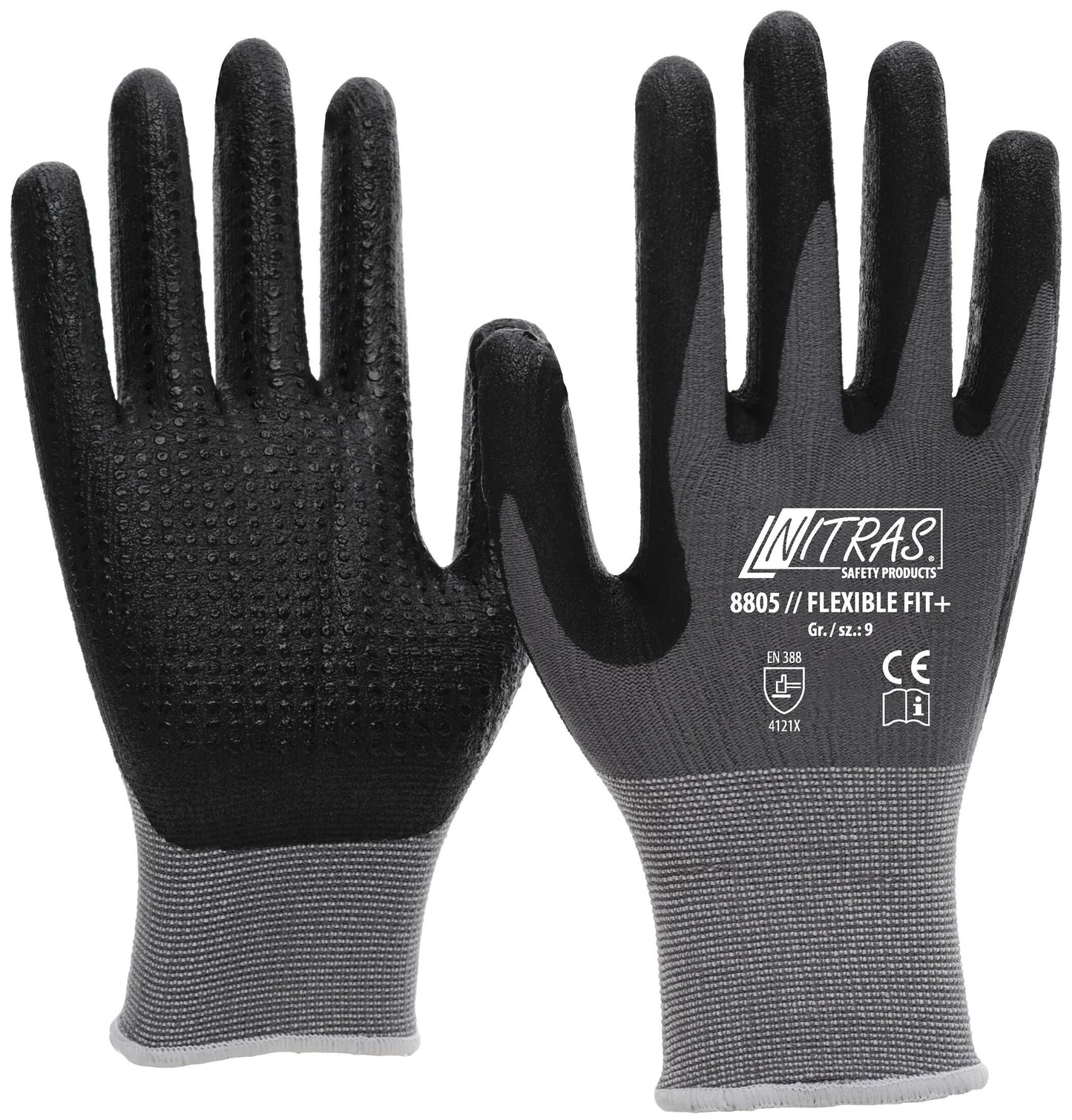 Nitras safety monteurshandschoen flexible fit+ glove size 8 pimples gray sw flexible fit+
