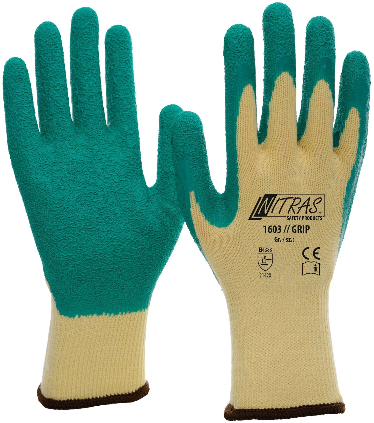 Nitra Safety Latex Glove Dimensione 9 Grip Giallo verde