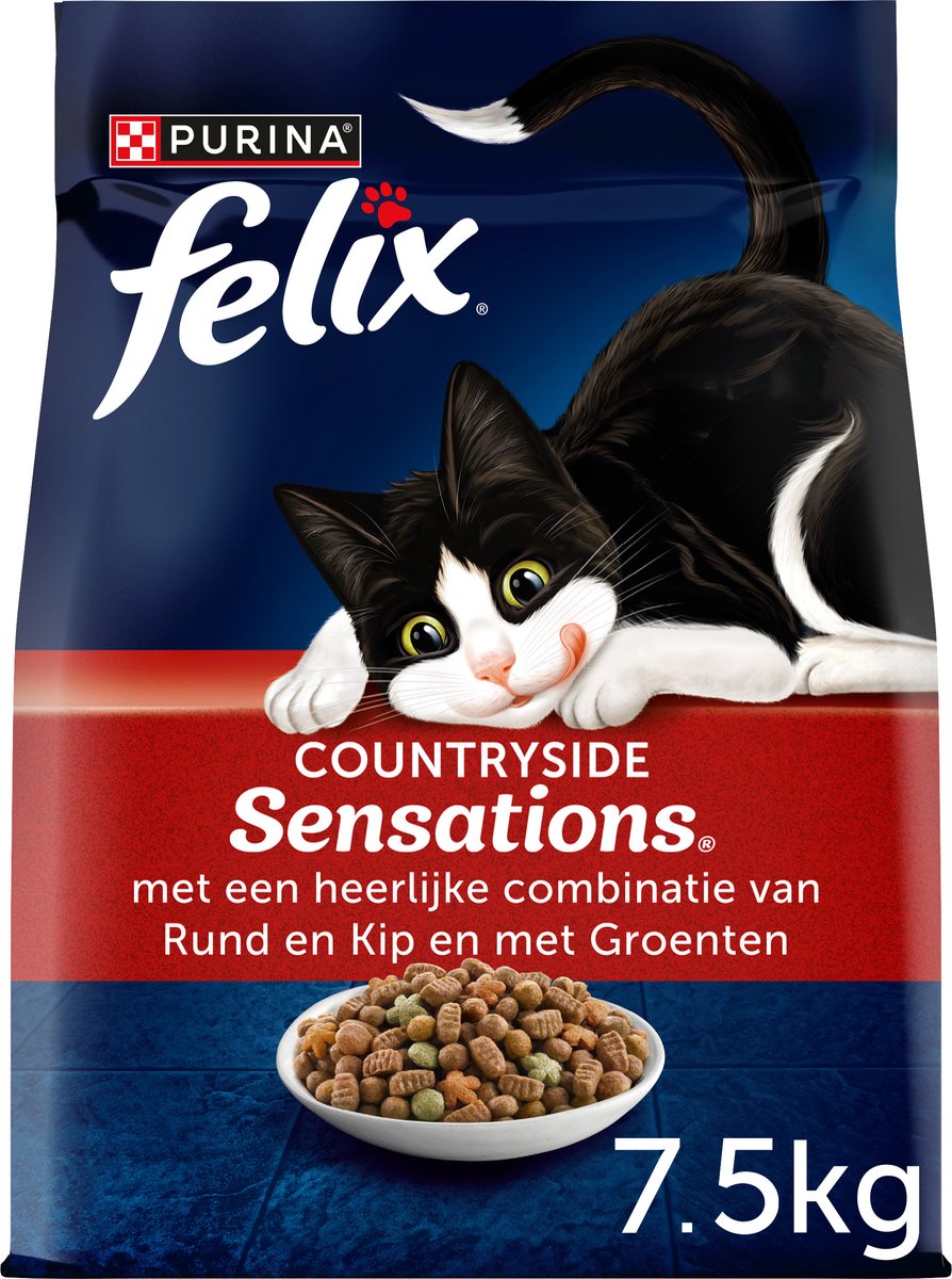 Felix Country Sensations - comida seca para gatos - ternera, pollo y verduras - 7,5 kg