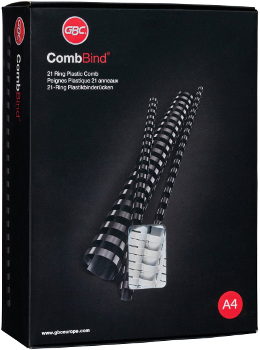 Dorsi per rilegatura Gbc combbind neri - a4 - 25 mm - 50 pezzi